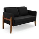 Ver imagem 1 de Namoradeira 2 Lugares Lana Suede Preto Base de Madeira - D’Rossi