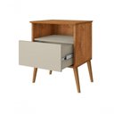 Ver imagem 2 de Mesa de Cabeceira Londres 1 Gaveta MDF MDP Retrô Off White Bechara Móveis
