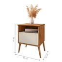 Ver imagem 3 de Mesa de Cabeceira Londres 1 Gaveta MDF MDP Retrô Off White Bechara Móveis