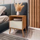 Ver imagem 1 de Mesa de Cabeceira Londres 1 Gaveta MDF MDP Retrô Off White Bechara Móveis