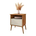 Ver imagem 4 de Mesa de Cabeceira Londres 1 Gaveta MDF MDP Retrô Off White Bechara Móveis