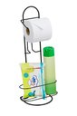 Ver imagem 1 de Suporte Porta Papel Higiênico de Chão e Prateleira Aço Preto - Cód 08312