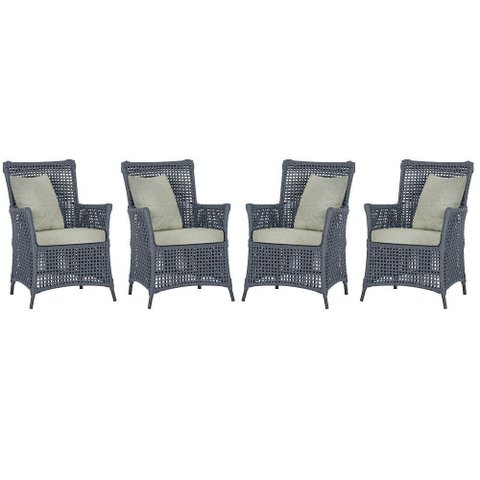 4 Poltronas Igapó Alumínio Pintura Preta Corda Náutica E3 Prata