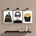 Ver imagem 2 de Kit 3 Quadros Fashion Marcas Famosas Mulher livros 33x24cm:madeira Preta