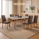 Ver imagem 2 de Mesa de Jantar Liz 180cm Tampo Mdf Vidro Canto Copo com 6 Cadeiras Lira