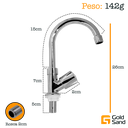 Ver imagem 2 de Torneira Pia Cozinha Lavabo Prata Plástico Abs 1/4 Gold Sand