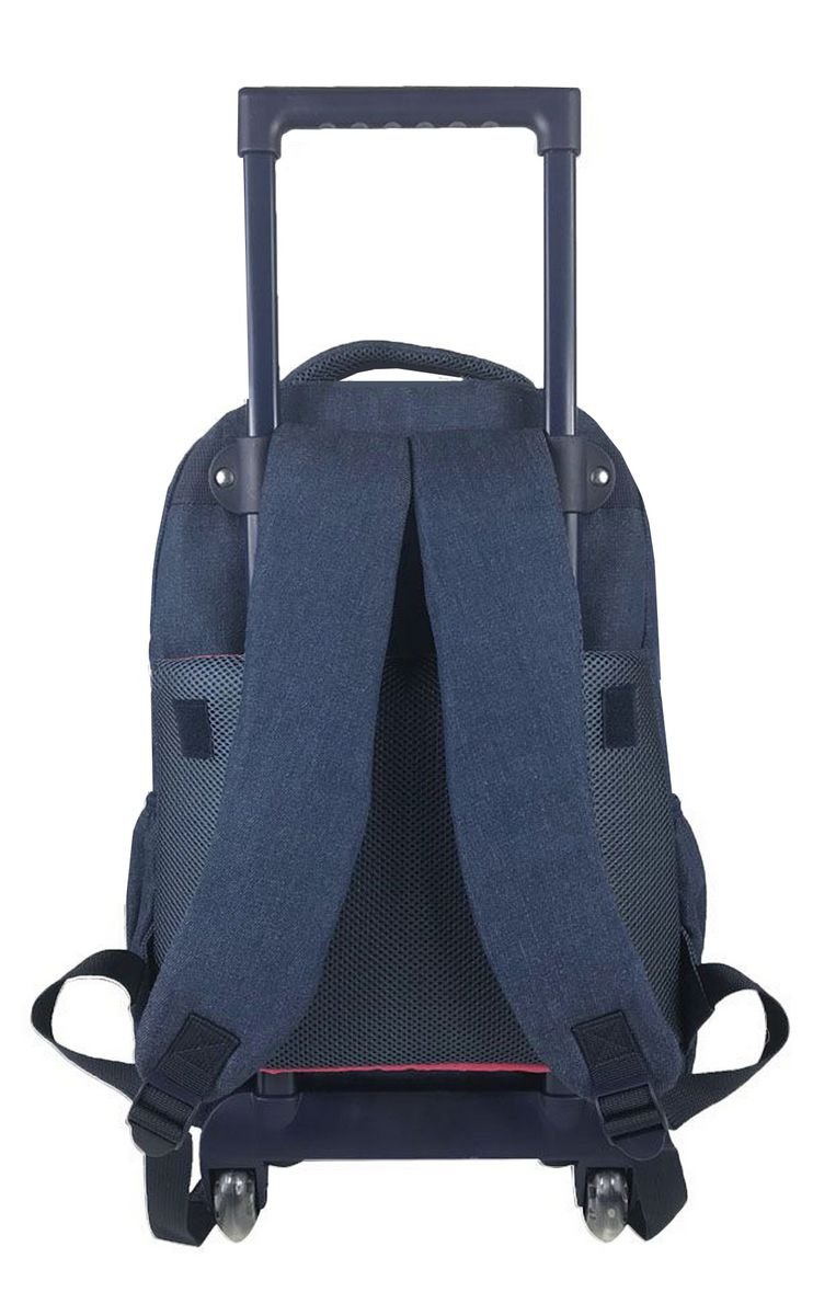 Mochila Juvenil de Carrinho Lili July Jeans Rodinhas Silicone Descolada Resistente Original - Azul E - 5