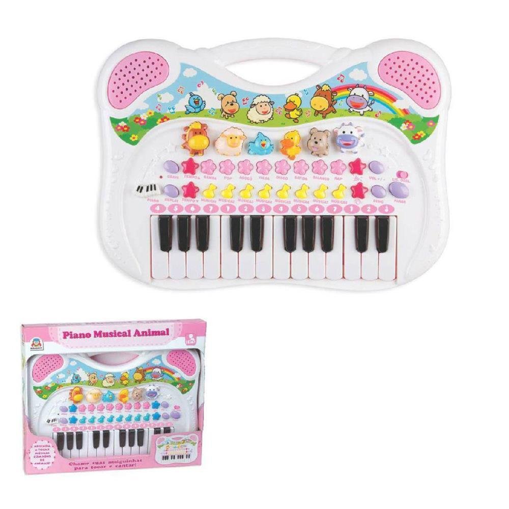 PIANO INFANTIL MUSICAL ANIMAL ROSA BRASKIT 6408 BRASKIT - 3