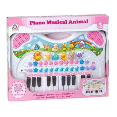 Piano Infantil Musical Animal Rosa Braskit 6408 Braskit