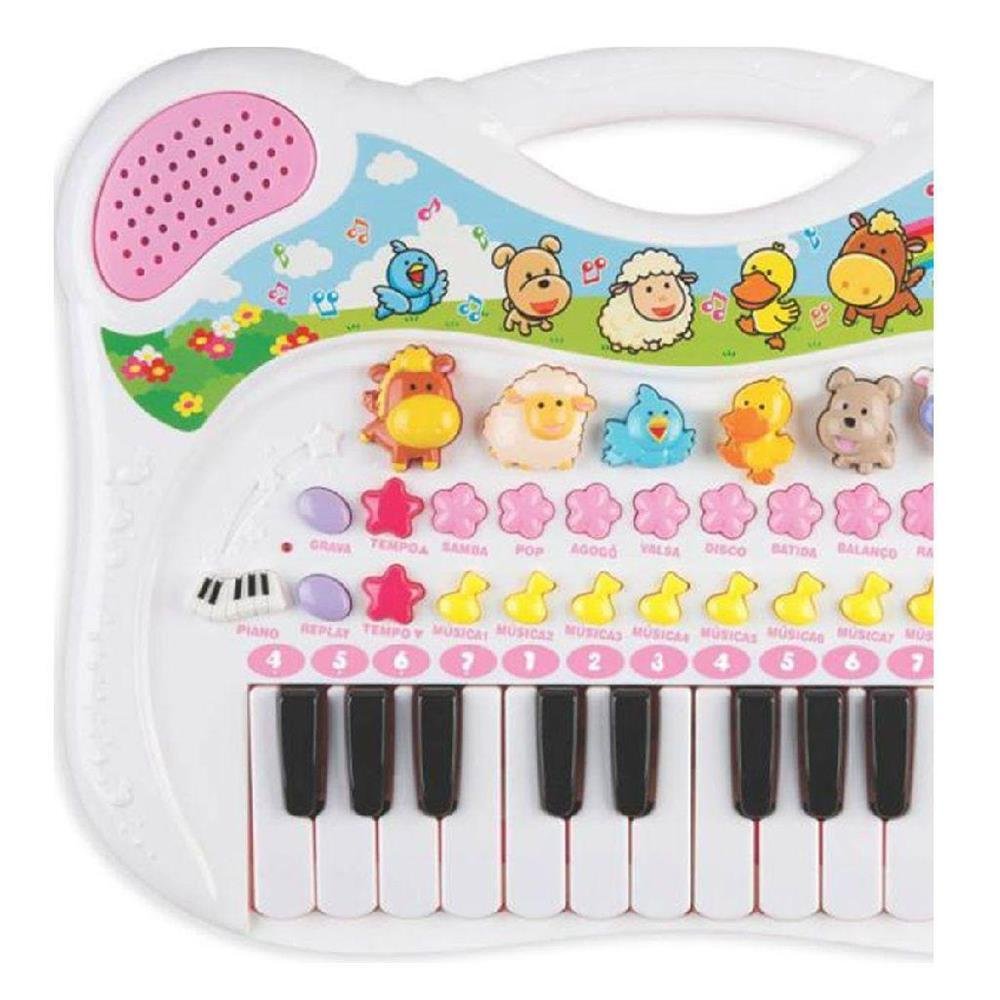 PIANO INFANTIL MUSICAL ANIMAL ROSA BRASKIT 6408 BRASKIT - 6