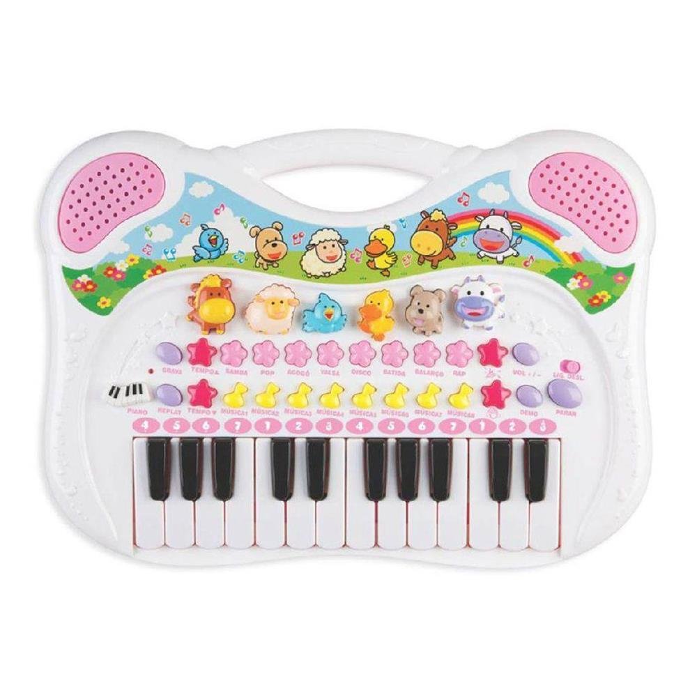 PIANO INFANTIL MUSICAL ANIMAL ROSA BRASKIT 6408 BRASKIT - 2