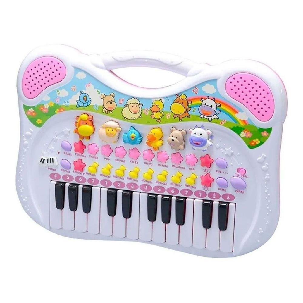 PIANO INFANTIL MUSICAL ANIMAL ROSA BRASKIT 6408 BRASKIT - 5