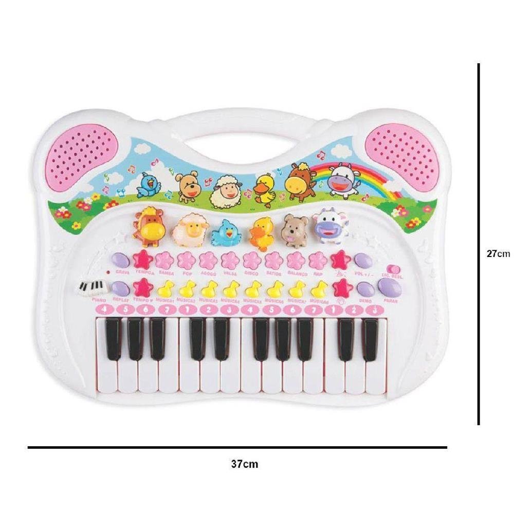 PIANO INFANTIL MUSICAL ANIMAL ROSA BRASKIT 6408 BRASKIT - 4