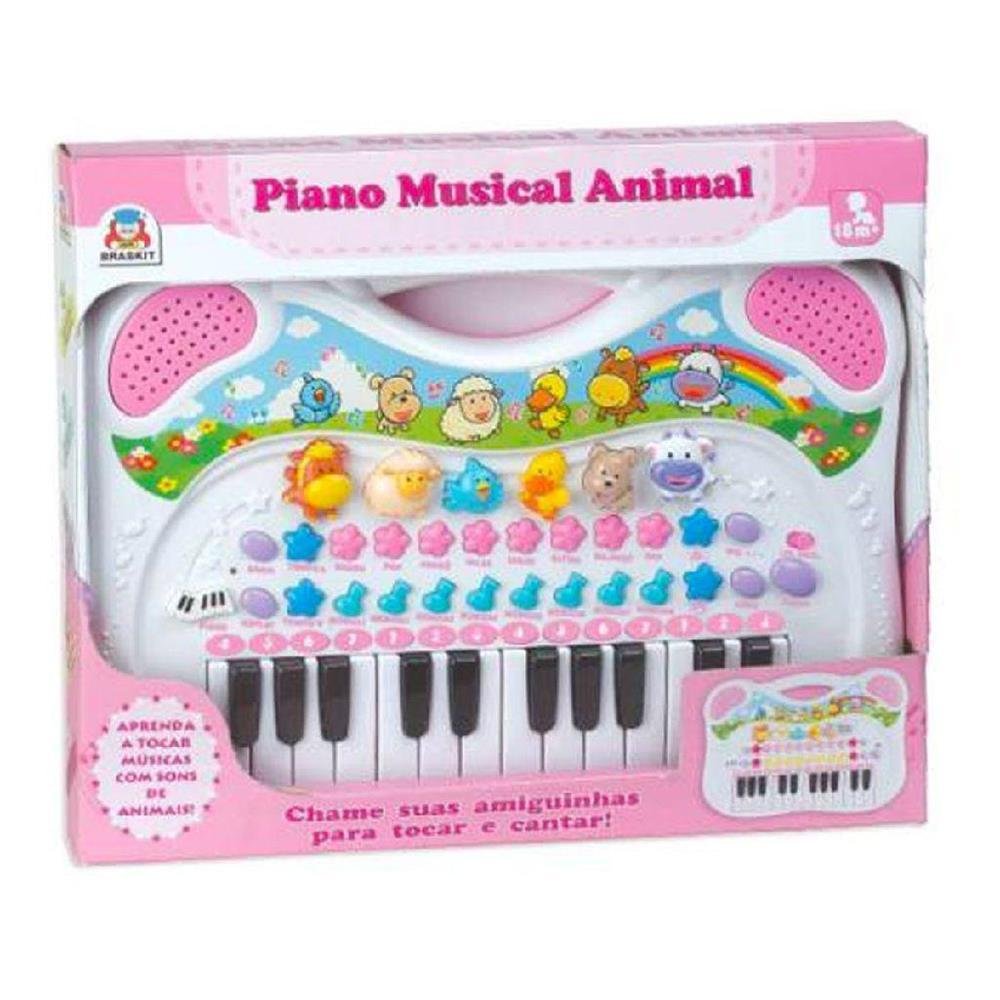 PIANO INFANTIL MUSICAL ANIMAL ROSA BRASKIT 6408 BRASKIT