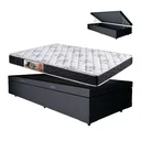Ver imagem 1 de Cama Box Baú Preto Solteiro Colchão Mola Ensacada + 61x88x188