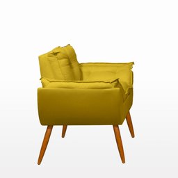 Kit 2 Poltronas para Sala Decorativa Opala Suede Cor:amarelo - 4