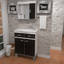 Ver imagem 2 de Kit Gabinete Carrara Espelheira+balcao C/pe+bancada Branco C/ebano - Gabinetto