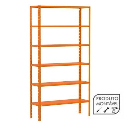 Estante de Aço Laranja 176x92x30 6 Bandejas Chapa 26 – 3018