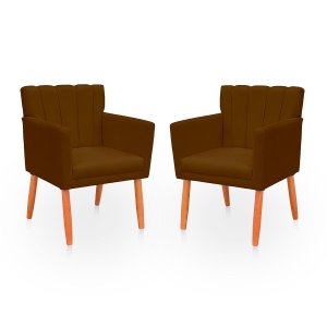 Kit com 2 Poltronas Cadeiras Elegante Confortável e Reforçada para Sala Carol Suede