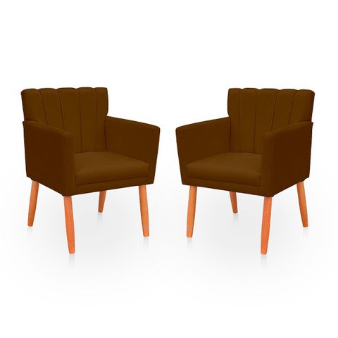 Kit com 2 Poltronas Cadeiras Elegante Confortável e Reforçada para Sala Carol Suede
