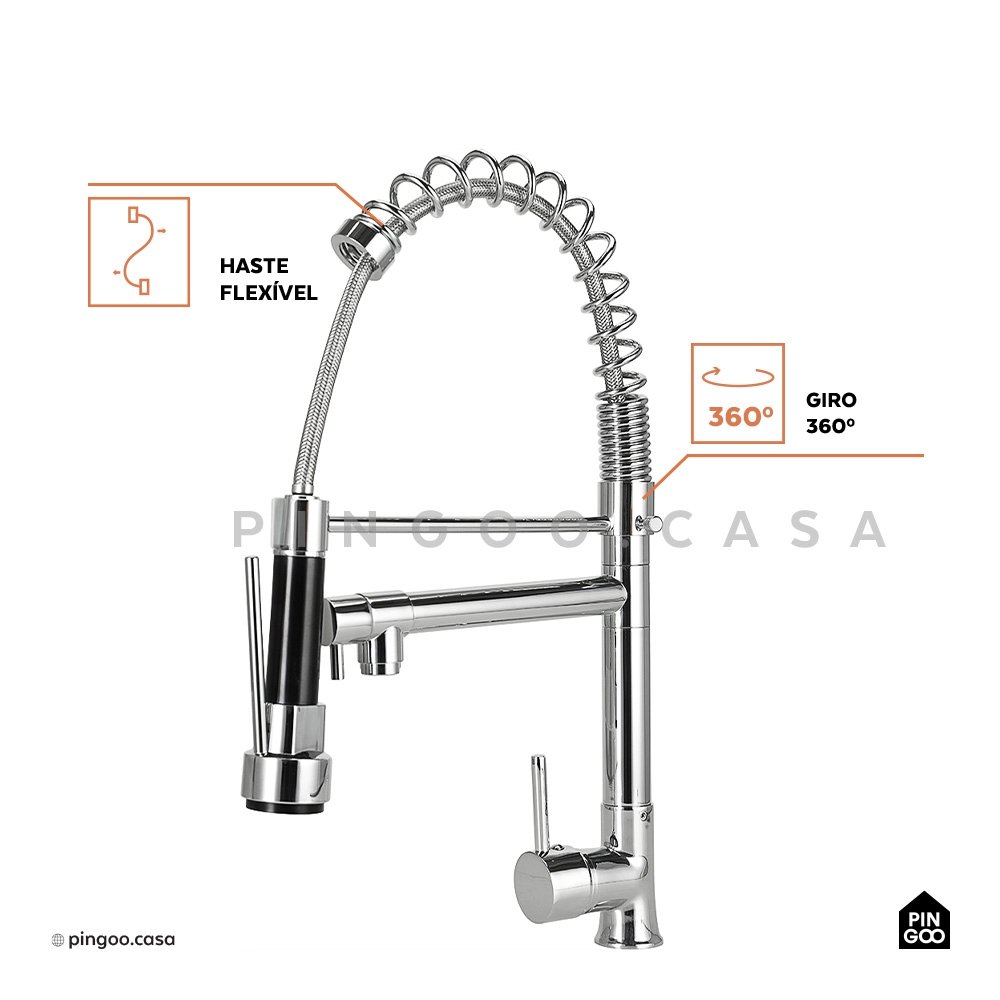 Torneira para Cozinha Gourmet Misturador Monocomando Munim P - 4