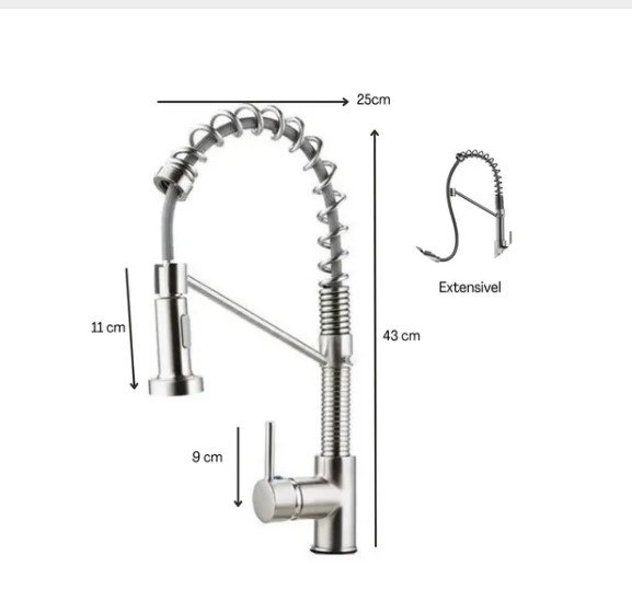 Torneira Gourmet Extensivel Monocomando Italia Cromada - 2