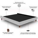 Ver imagem 4 de Cabeceira Casal Nilo 160cm com Cama Pés Madeira Suném P05 Linho Cinza Claro Bouclê Cru - Lyam Decor