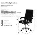 Ver imagem 5 de Cadeira Escritório Big Presidente Branca Mola Ensacada Base Giratória Cromada Altura Ajustável