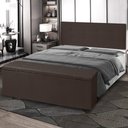 Ver imagem 2 de Kit Cabeceira Painel e Calçadeira Baú Queen 1,60m Berlim Material Sintético Marrom Sky Mobile