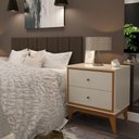 Ver imagem 3 de Kit Quarto Casal 2 Mesas de Cabeceira Arruna Mdf 2 Gavetas e Cabeceira Casal 1,40 Autocolante -