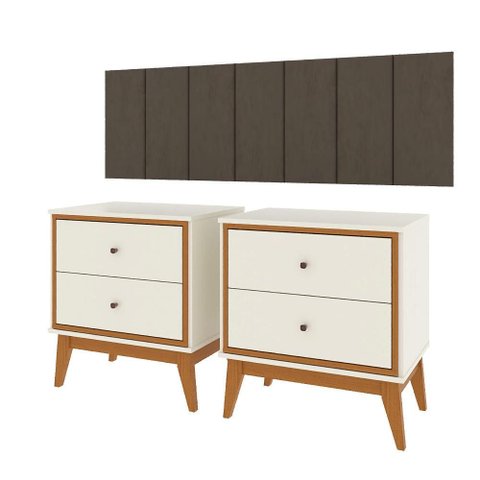 Kit Quarto Casal 2 Mesas de Cabeceira Arruna Mdf 2 Gavetas e Cabeceira Casal 1,40 Autocolante -