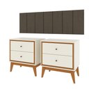 Ver imagem 1 de Kit Quarto Casal 2 Mesas de Cabeceira Arruna Mdf 2 Gavetas e Cabeceira Casal 1,40 Autocolante -