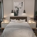 Ver imagem 4 de Kit Quarto Casal 2 Mesas de Cabeceira Arruna Mdf 2 Gavetas e Cabeceira Casal 1,40 Autocolante -