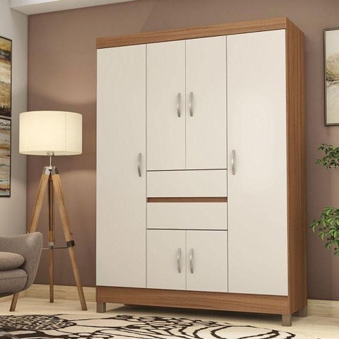 Guarda Roupa Solteiro Ambiente Ecom 2 Amêndola Touch Off White - Demóbile