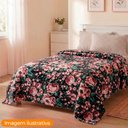 Ver imagem 2 de Cobertor de Casal Manta Microfibra Antialérgico 1,8x2,2m Rosas e Folhas Verdes - Camesa