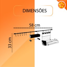Kit D Linha Requinte Master Cozinha Suspensa Escorredor Porta Tempero/Rolos Ganchos - Metaltru  - Pr - 2