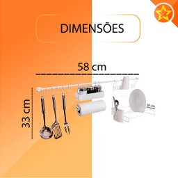 Kit D Linha Requinte Master Cozinha Suspensa Escorredor Porta Tempero/rolos Ganchos - Metaltru - 2