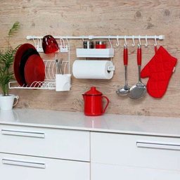 Kit D Linha Requinte Master Cozinha Suspensa Escorredor Porta Tempero/rolos Ganchos - Metaltru - 5