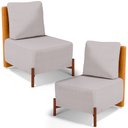 Ver imagem 1 de Kit 02 Poltronas Decorativas Sala de Estar Living Hungria L02 Couríssimo Whisky Linho Bege - Lyam Ly