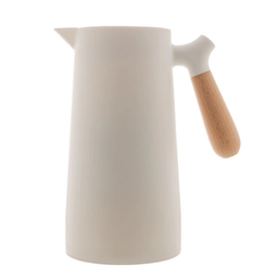 Garrafa de Café Térmica 1 Litro Chique Cabo Madeira Chá Água:branco - 3