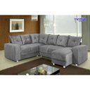 Ver imagem 2 de Sofá de Canto com Chaise 6 Lugares 5070 Tecido Suede Almofadas Soltas Cinza
