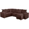 Sofá de Canto com Chaise 6 Lugares 5070 Tecido Suede Almofadas Soltas Marrom - 1
