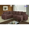 Sofá de Canto com Chaise 6 Lugares 5070 Tecido Suede Almofadas Soltas Marrom - 2
