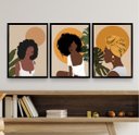 Ver imagem 1 de Kit 3 Quadros Feministas Mulheres negras 45x34cm:madeira Preta