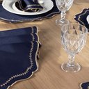 Ver imagem 4 de Kit 6 Jogos Americanos Retangular com Guardanapos Bordado - Milão Azul Marinho