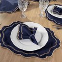 Ver imagem 2 de Kit 6 Jogos Americanos Retangular com Guardanapos Bordado - Milão Azul Marinho