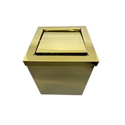 Kit 2 Lixeiras Quadrada Dourada Aço Inox com Tampa Basculante 15l + 30l Fineza - 2