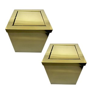Kit 2 Lixeiras Quadrada Dourada Aço Inox com Tampa Basculante 15l + 30l Fineza