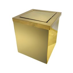 Kit 2 Lixeiras Quadrada Dourada Aço Inox com Tampa Basculante 15l + 30l Fineza - 4