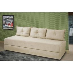 Sofá Cama Bicama Sofánete 3 Lugares Slim Suede Bege - 3